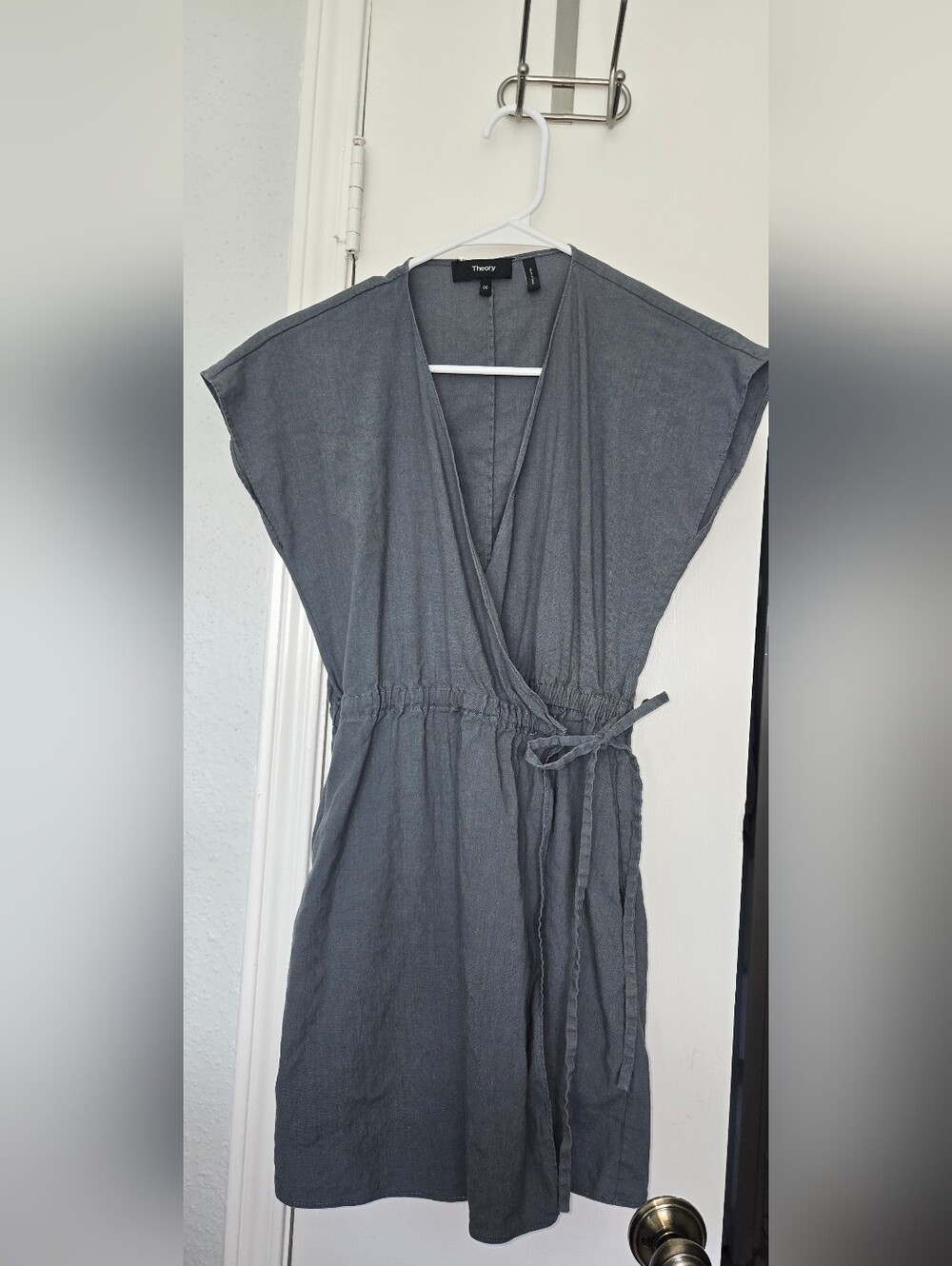 Theory Charcoal Gray Wrap Romper with Tie Waist. Size 00